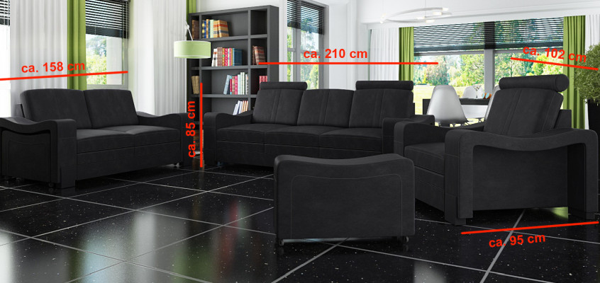 Sofaset Textiel Beklede Bank met USB Set Stoffen Bankstel 3+2+1 Woonlandschap