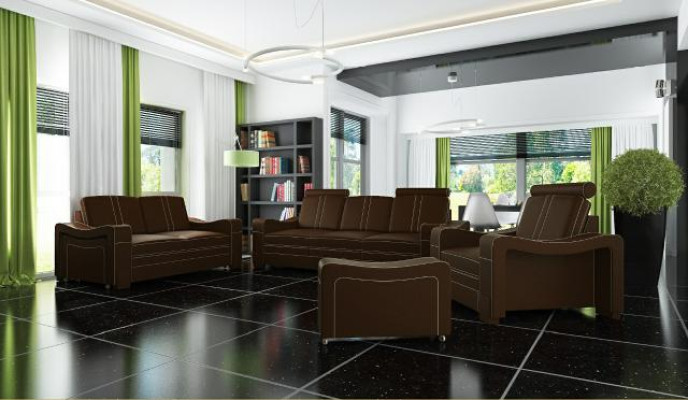 LEDERSOFA Op maat gemaakt SOFA SOF 3+2+1 USB BANKSTEL BEKLEDING SET Nieuw