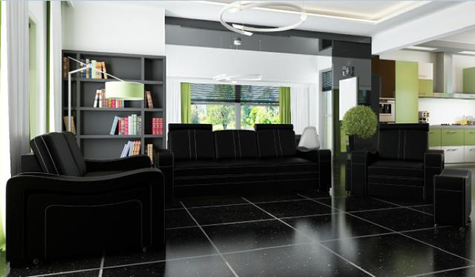 LEDERSOFA Op maat gemaakt SOFA SOF 3+2+1 USB BANKSTEL BEKLEDING SET Nieuw