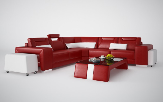 Lederen bank bank woonlandschap hoekbank hoekbankstel ontwerp Modern Sofa F3011B
