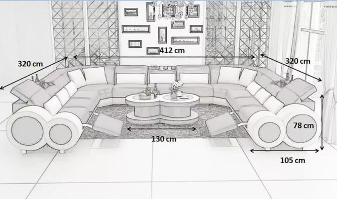 Hoekbank U-vorm Moderne bank Leren bank Banken Bekleding Designer Bankstellen Set