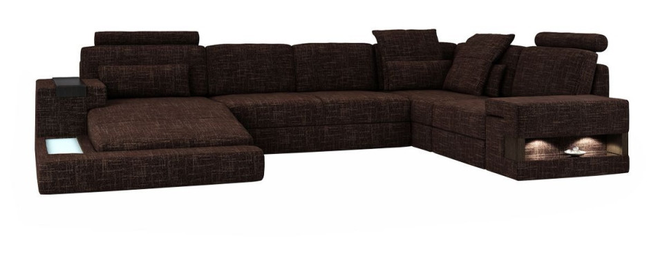 Hoekbank U-vorm Moderne Bank Leren Hoekbank Gestoffeerd Stof Textiel Design Bank