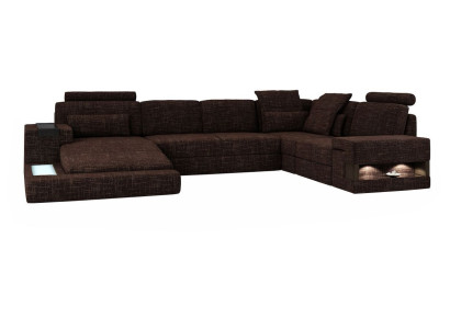 Hoekbank U-vorm Moderne Bank Leren Hoekbank Gestoffeerd Stof Textiel Design Bank