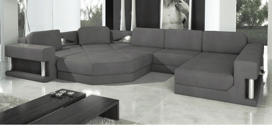 Ontwerp Bank Bekleding Stof Modern Slaap Functie Hoekbank U-vorm Bankstof