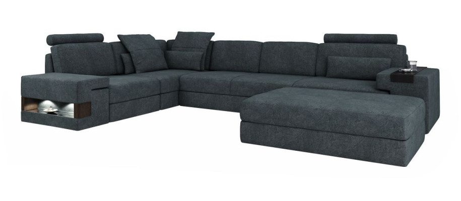 Design bank hoekbank met hocker gestoffeerde meubels woonkamer L-vorm modern luxe