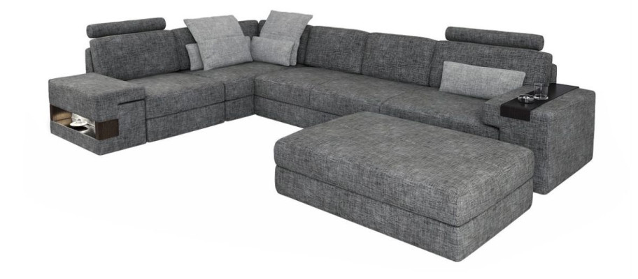 Woonkamer L-vorm modern elegant design bank hoekbank hocker meubels NIEUW