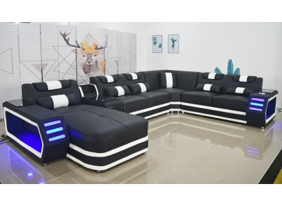 Woonlandschap Bankstel Textiel Lederen Banken Bekleding Hoekbank Ontwerp Hoekbank U-vorm