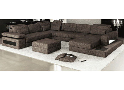 Hoekbank stof U-vorm bank design bekleding textiel hoek woonlandschap slaapfunctie