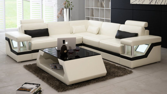 Leren bank bankstel woonlandschap hoek bankstel ontwerp modern hoekbank L-vorm L6002