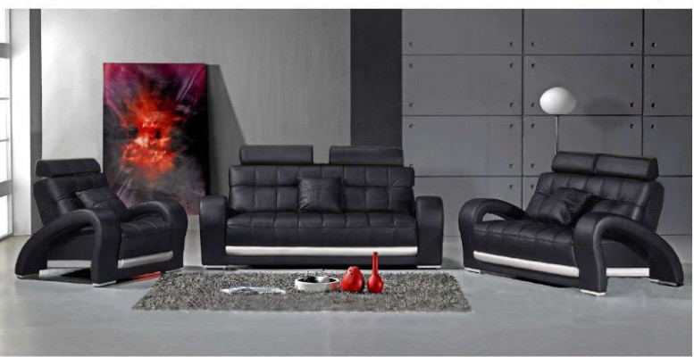 Leren bankstel met USB woonlandschap 3+2+1 zits set modern design bankstel B2023