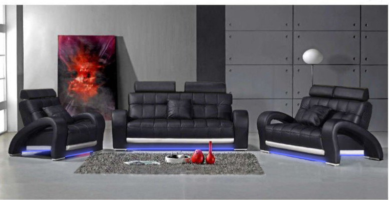 Leren bankstel met USB woonlandschap 3+2+1 zits set modern design bankstel B2023