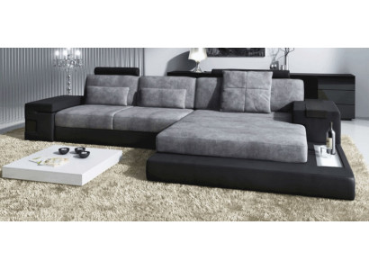 Hoekbank woonkamer L-vorm gestoffeerde bank textiel-leder design NIEUW modern