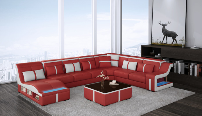 Luxe bank hoekbank design woonlandschap banken bank fauteuil + licht + USB