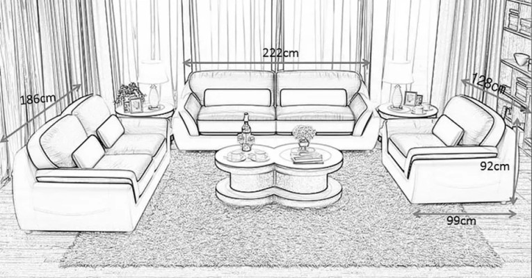 Bankstel 321 Tafel Kruk Dressoir Woonlandschap Bankstellen Bank 7-delig.