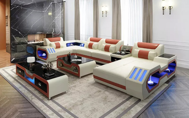 Ontwerp hoekbank hoekbank bank bank banken banken tafel 2-delig woonlandschap.