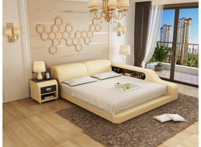 Waterbed Hotel tweepersoonsbed Compleet lederen waterbed met USB-boxspring