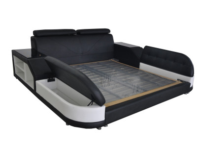 Ontwerp bed XXL Groot Leer Hotel Bekleding 180x200 Multifunctioneel Regaal USB Bedden