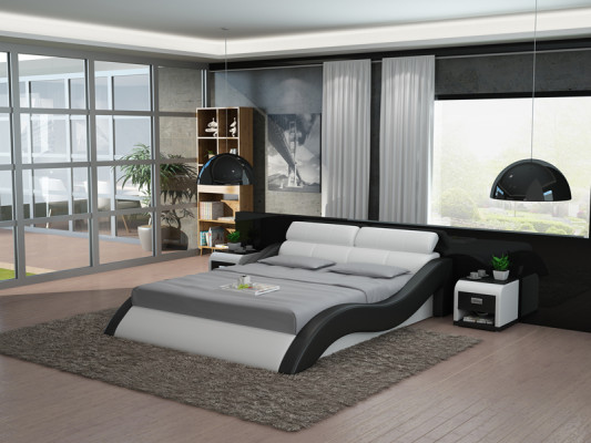 Waterbed Hotel tweepersoonsbedden met USB Compleet lederen waterbedbekleding