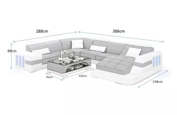 Designer Bank Hoekbank Leren Bankstellen U-vormig Beklede Bank Woonlandschap Leer