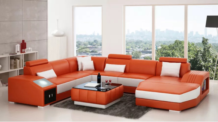 Leren bank Designer bank Hoekbank U-vorm Moderne bank Leren bank Hoekbank Bekleding