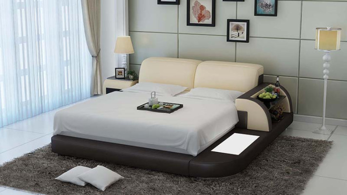 Wasserbett Hotel Dubbel Bed Bedden Compleet Leren Bed Gestoffeerd Water LB8812