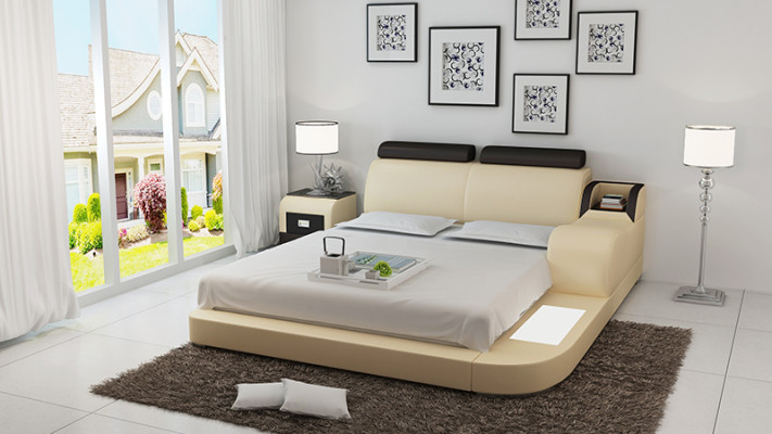 Waterbed Hotel Dubbel Bed Bedden Compleet Leren Bed Gestoffeerd Bed Water LB8813