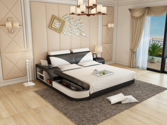 Wasserbett Hotel Dubbel Bed Bedden Compleet Lederen Bed Gestoffeerd Water LB8817