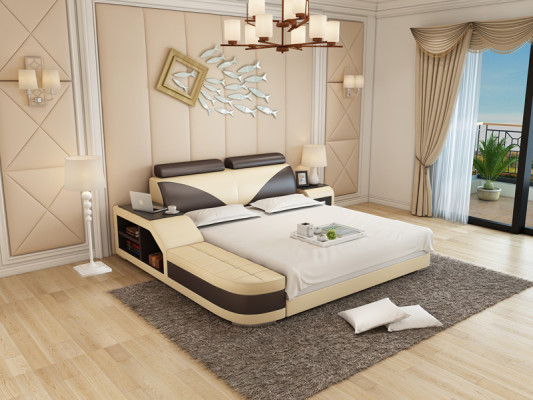 Wasserbett Hotel Dubbel Bed Bedden Compleet Lederen Bed Gestoffeerd Water LB8817