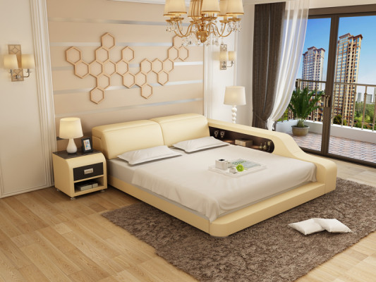 Waterbed Hotel Tweepersoonsbed Bedden Compleet Lederen Bed Gestoffeerd Bed Wasser LB8818
