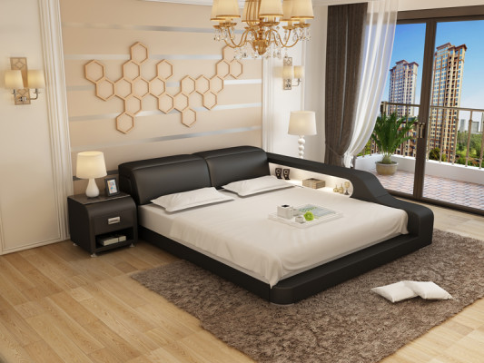 Waterbed Hotel Tweepersoonsbed Bedden Compleet Lederen Bed Gestoffeerd Bed Wasser LB8818