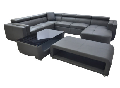 Bankstel Moderne bank Zithoek Lederen bank Bekleding Hoek Woonlandschap USB
