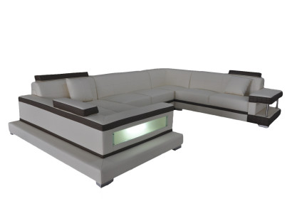 Hoekbank design gestoffeerd leder hoekbank hoekbank bank woonlandschap met USB