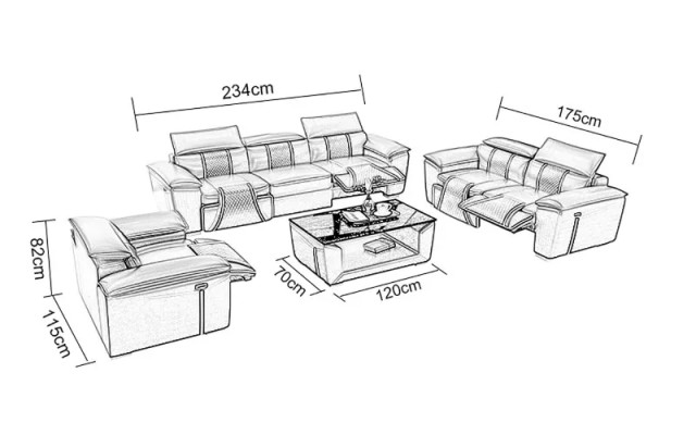 Sofaset 3-zits Set Design Bank Bank Modern Tafel Nieuw