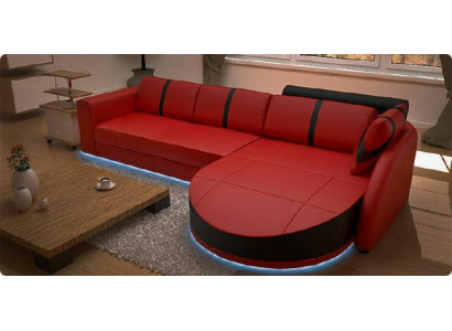 DESIGNERSOFA SLAAPBANK LEDEREN HOEKZITBANK met USB LEDEREN BANK HOEKBANK MET BEDFUNCTIE