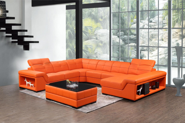 XXL Set Designer woonlandschap hoekbank bank bank U-vorm tafel leer nieuw XXL Set Designer woonlandschap hoekbank bank U-vorm tafel leer nieuw
