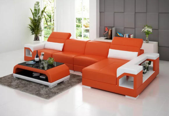 Hoekbank Bekleding Hoekbank Moderne L-vorm Salontafel Bank Woonlandschap 2-dlg. Nieuw