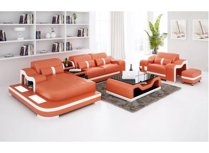 Designer Bank Hoekbank L Vorm Fauteuil Zitkussen Bekleding Woonlandschap Leren Bank