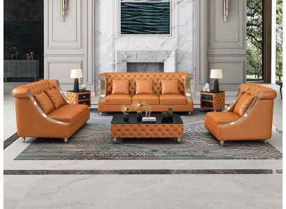 Ontwerp woonlandschap bankstel 3+2 zits leren bankstel woonkamer Chesterfield