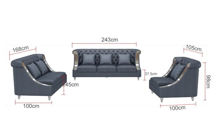 Ontwerp woonlandschap bankstel 3+2 zits leren bankstel woonkamer Chesterfield