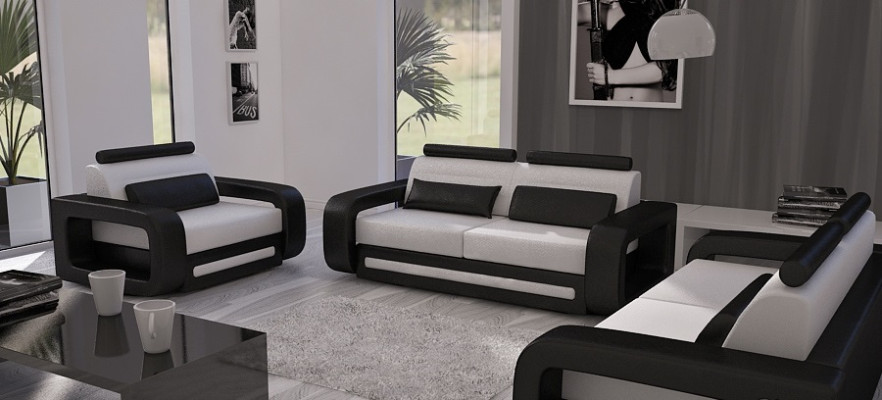Sofaset Bank Bank Kussen Lederbank Banken Banken 3 + 2 + 1 Set Davos Set Nieuw