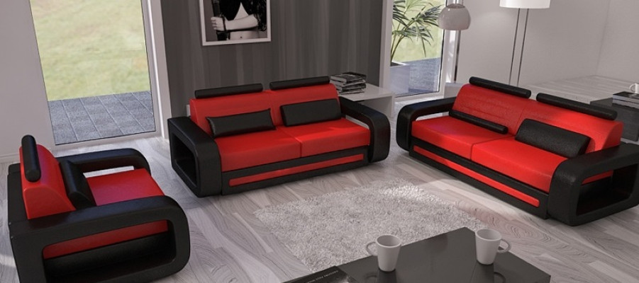 Sofaset Bank Bank Kussen Lederbank Banken Banken 3 + 2 + 1 Set Davos Set Nieuw