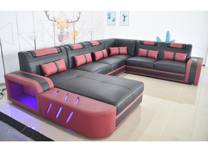 Leren hoekbank U-vormige bank Moderne bank Zachte hoekbank Woonkamer Design