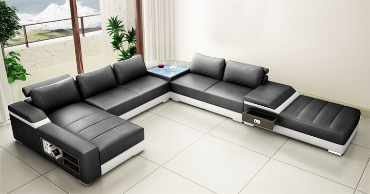 Designer-comfort U-vormige hoekbank met uitstekende bekleding.