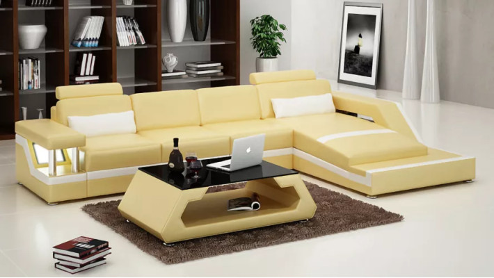 Hoekbank Gestoffeerde Leren Bank Hoekbank L-vorm Moderne Bank Zithoek