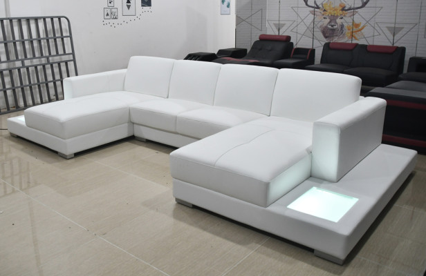 Leren bank Bank Moderne bekleding Lederontwerp Hoekbank Bankstel Stof Woonlandschap