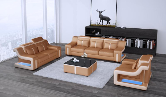 Woonkamer bekledingsset leren bank bank bank zitkussen meubels 3+2+1