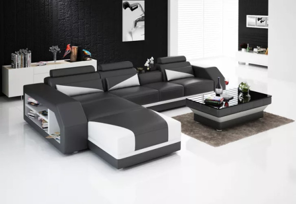 Hoekbank Gestoffeerde Designbank Moderne Bank Leren Hoekbank L-Vorm