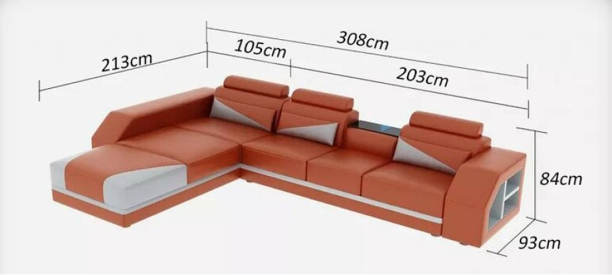Hoekbank Gestoffeerde Designbank Moderne Bank Leren Hoekbank L-Vorm