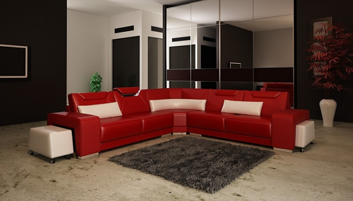 Leder Moderne Bank Woonlandschap Leren Bank Bankstel Bank L Vorm Salontafel