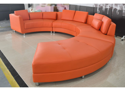 Leren bank Bank Moderne bekleding Leder Ronde woonlandschap Hoekbank Ronde bank